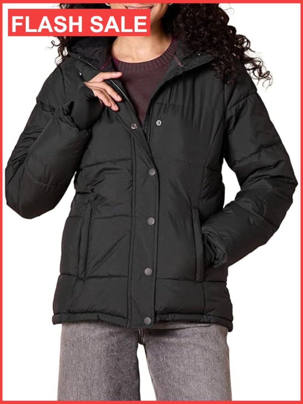 Heavyweight Quilted Long-Sleeve Hooded Puffer Coat Plus Size